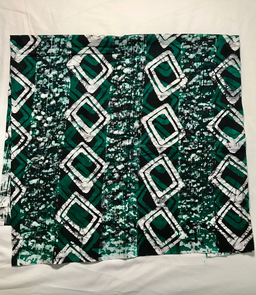 Batik green white squares-fabric-Letasi Design Studio