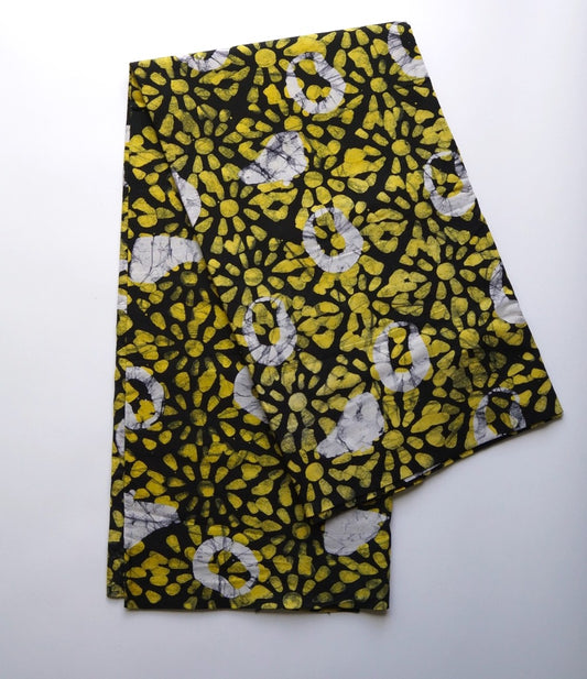 Batik yellow flowers-fabric-Letasi Design Studio