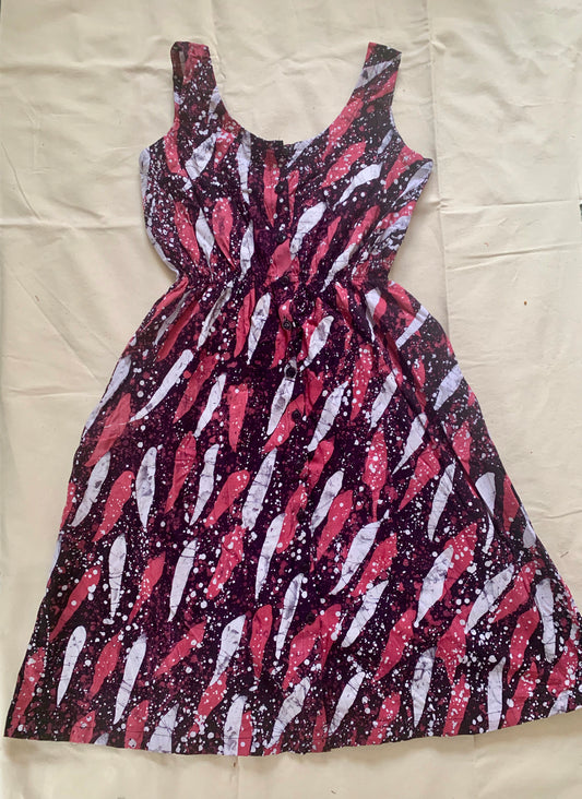 Batik pink with white strokes-Dress-Letasi Design Studio